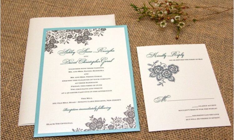 Teal And Gray Wedding Invitations