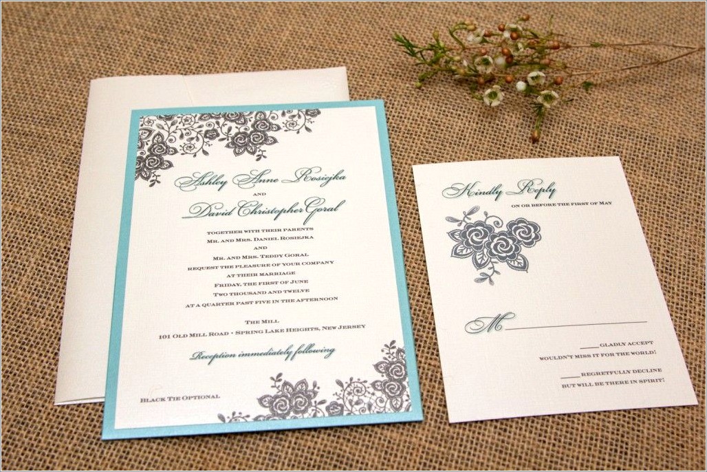 Teal And Gray Wedding Invitations