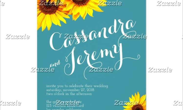 Teal And Yellow Wedding Invitations