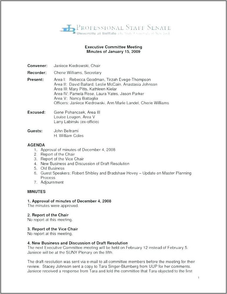 Team Meeting Minutes Template Doc