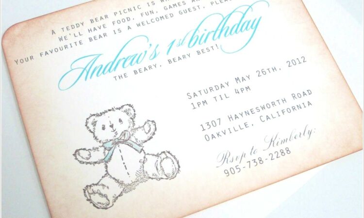 Teddy Bear Baptism Invitations