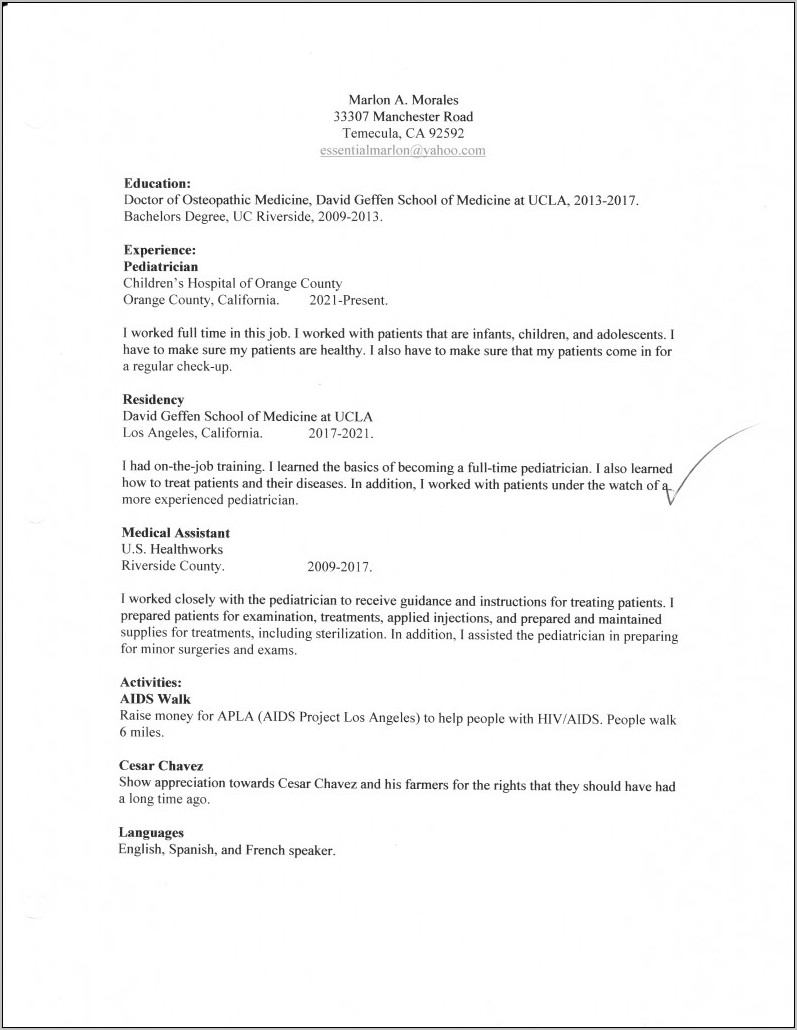 Teenager First Job Resume Examples