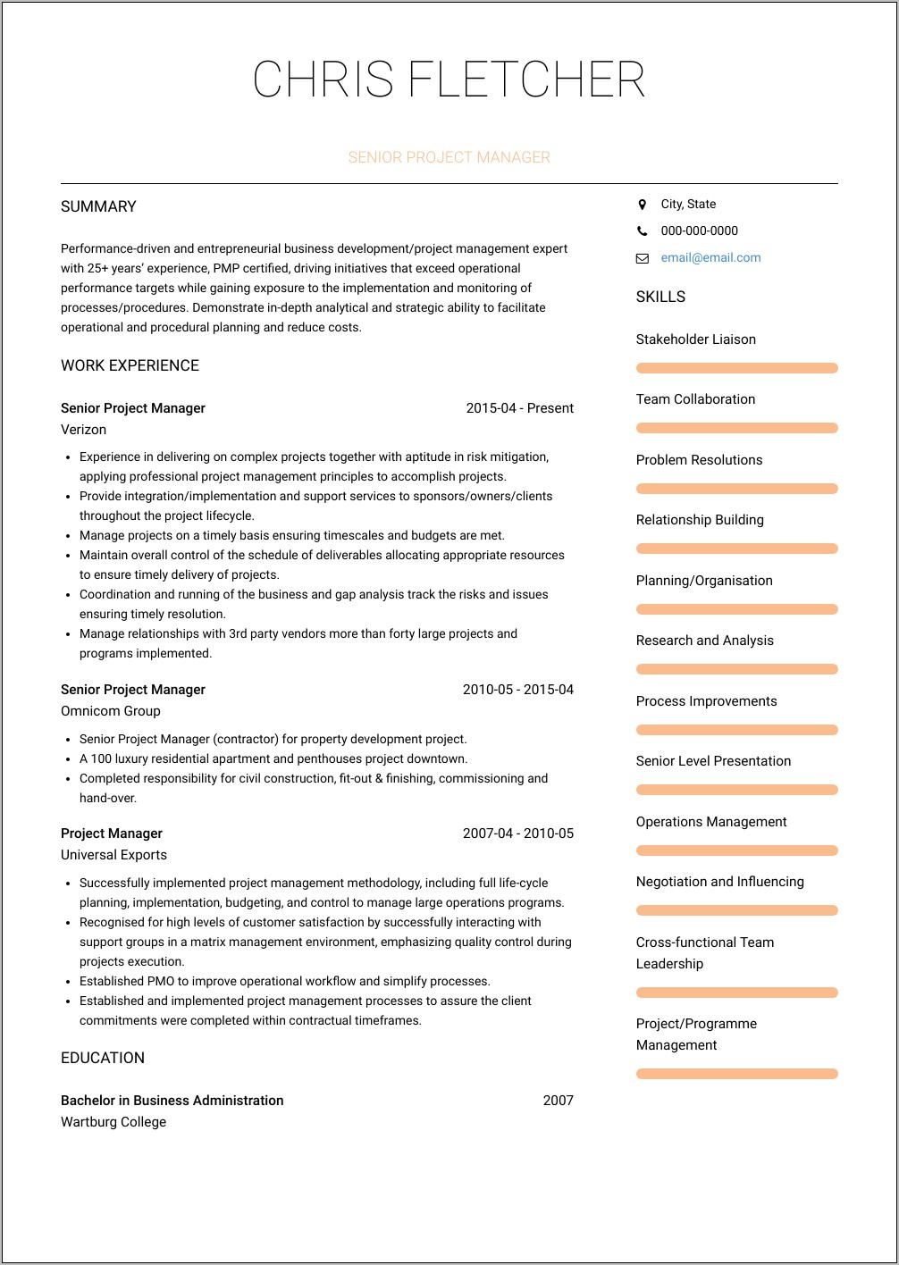 Telecom Project Manager Resume Sample Doc