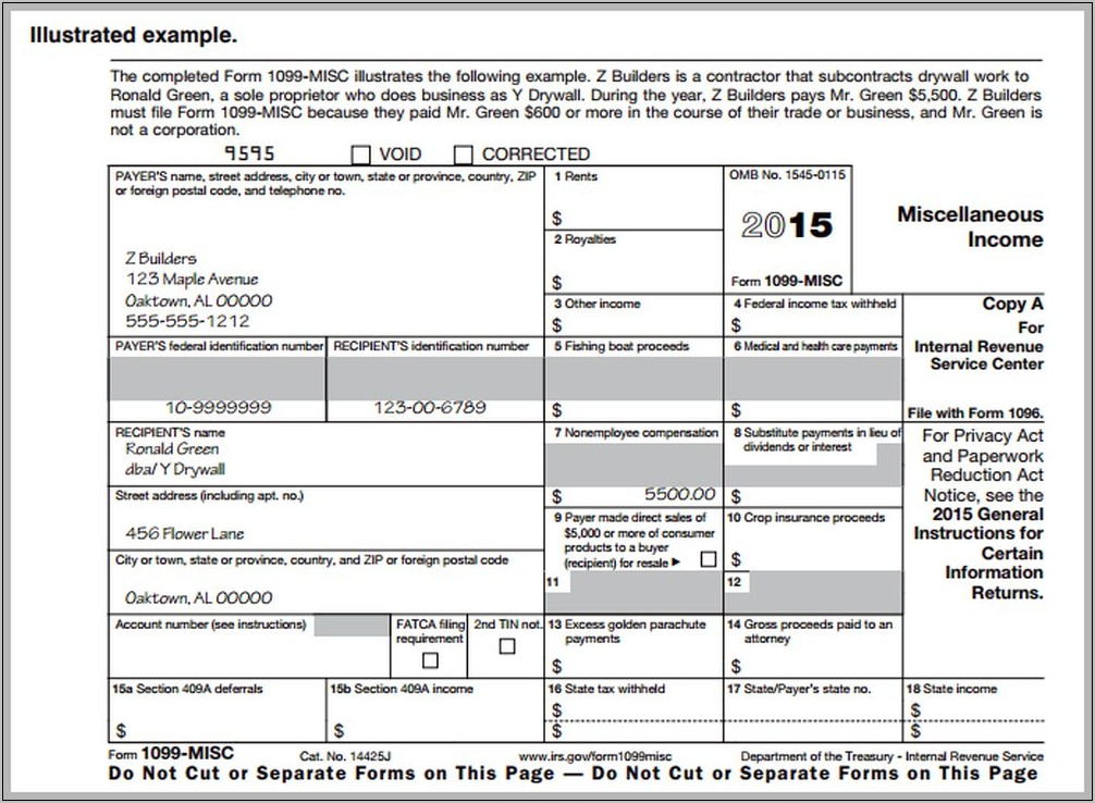 Template 1099 Misc Form 2014