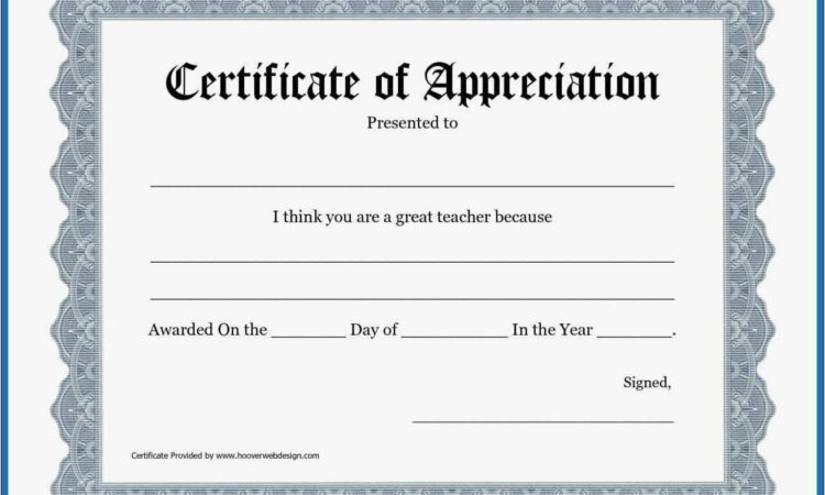 Template Certificate Of Appreciation Free