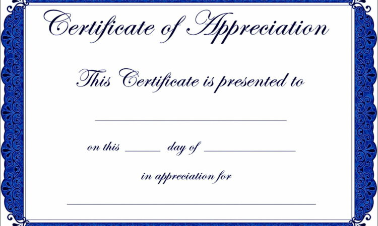 Template Certificate Of Appreciation Word