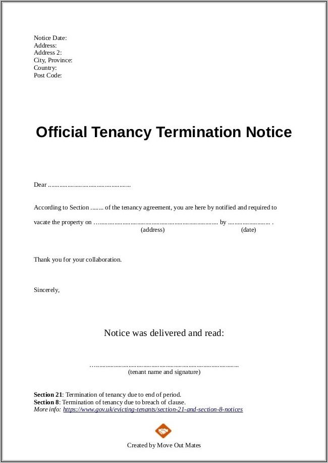 Template Eviction Notice Uk