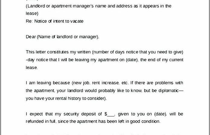 Template For 30 Days Notice To Landlord