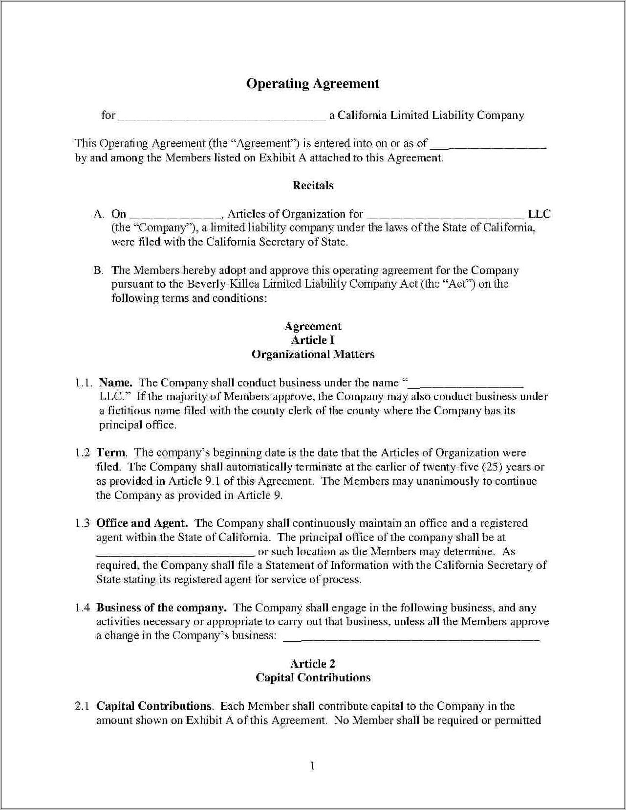 Template For Amendment To Articles Of Incorporation