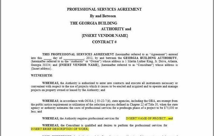 Template For Contract Agreement For Services