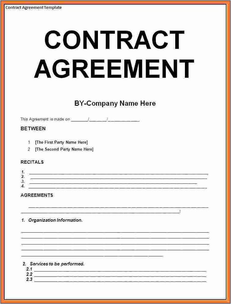 Template For Contract Agreement