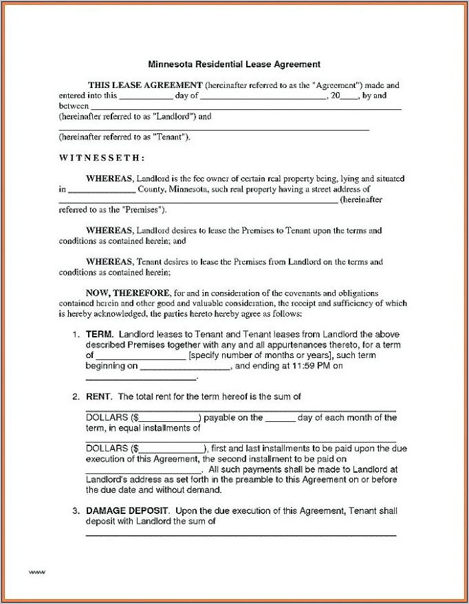 Template For Contract Of Lease Agreement