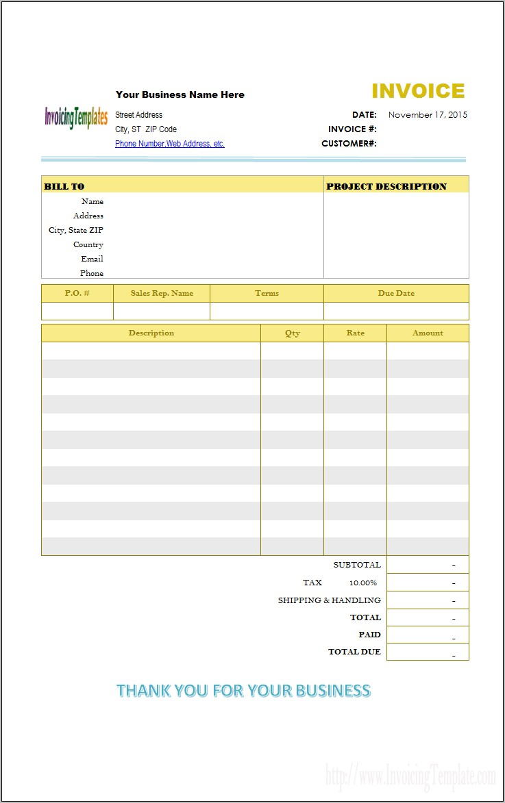 Template For Contractor Invoice