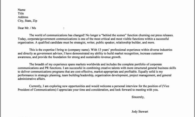 Template For Cover Letter For Resume