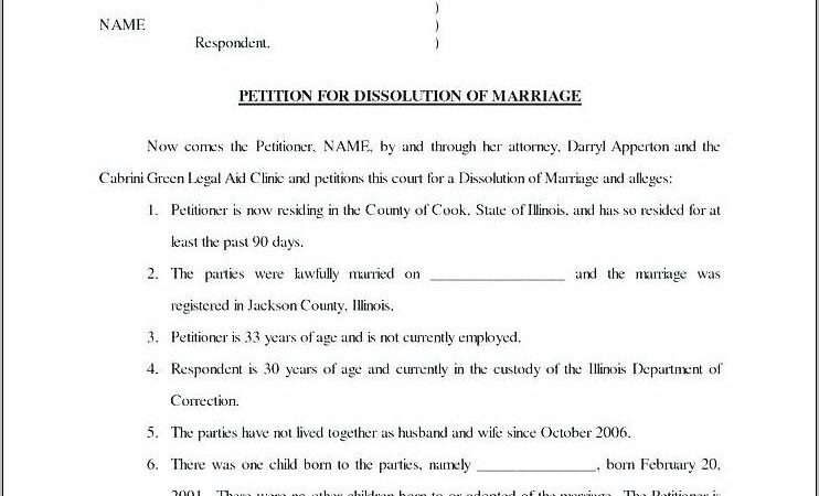 Template For Divorce Papers