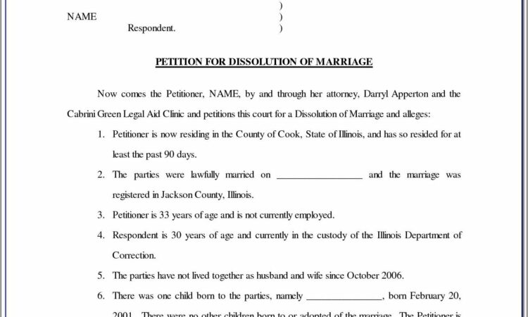 Template For Divorce Petition