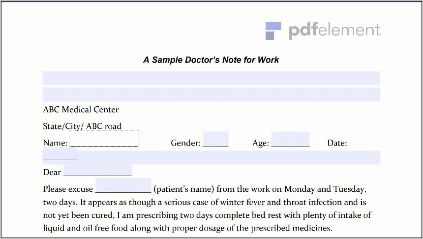 Template For Doctors Note (157)