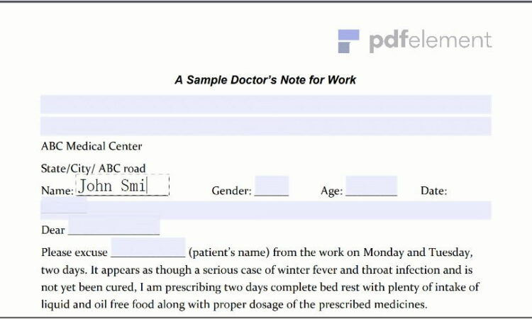 Template For Doctors Note (201)