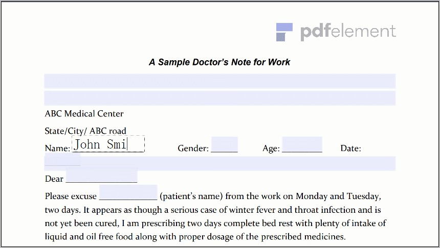 Template For Doctors Note (201)