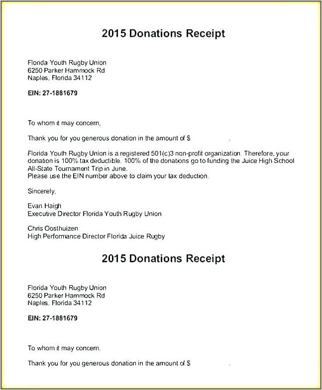 Template For Donation Letter