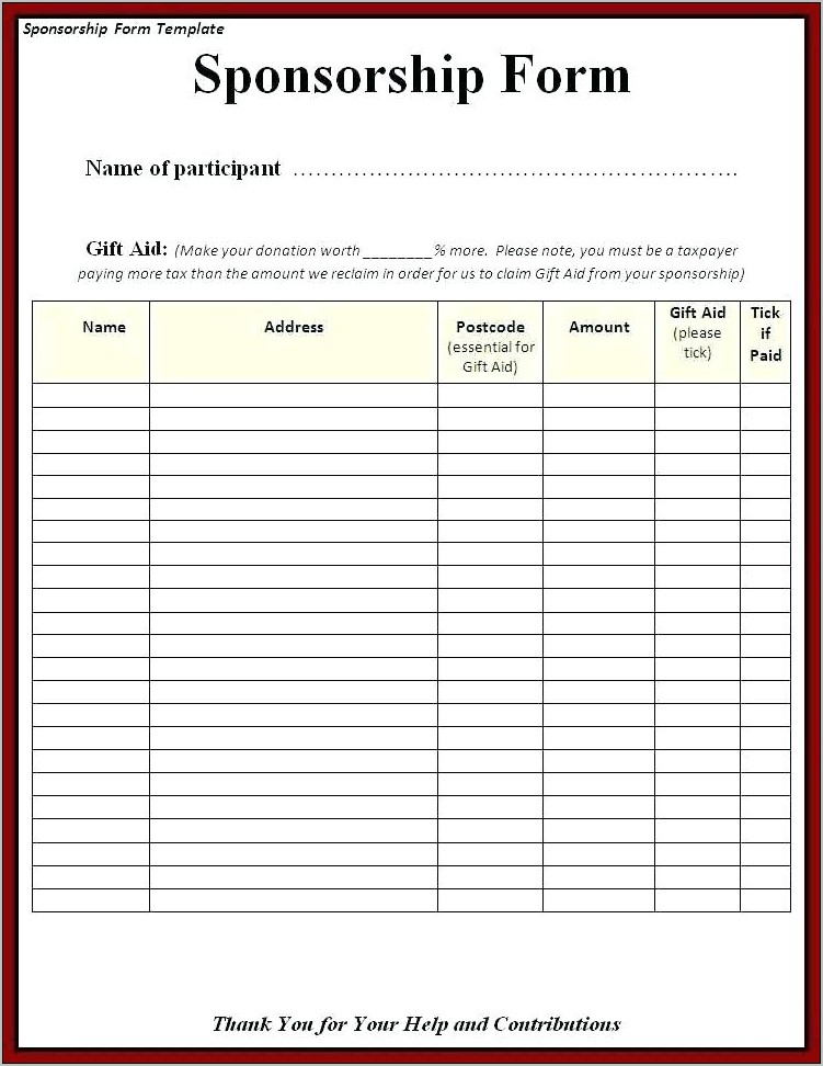 Template For Fundraising Form