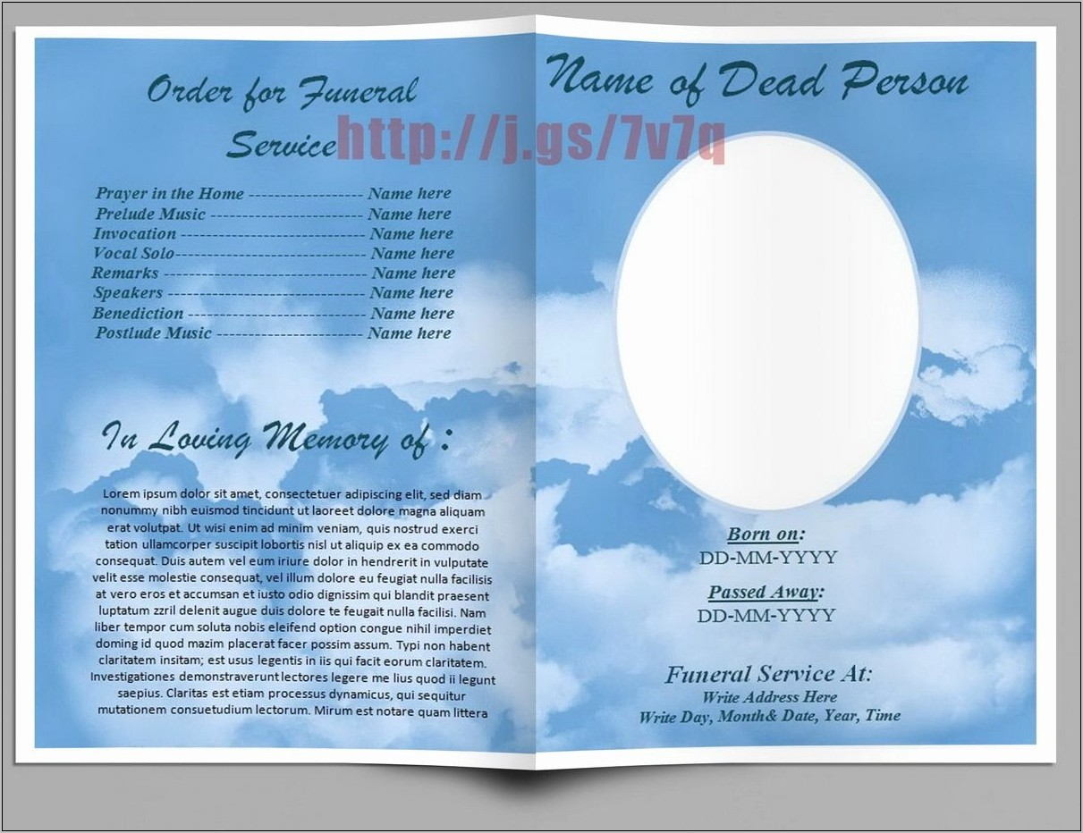 Template For Funeral Program On Word Free