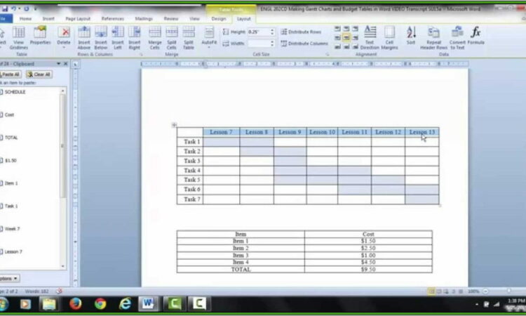 Template For Gantt Chart Word