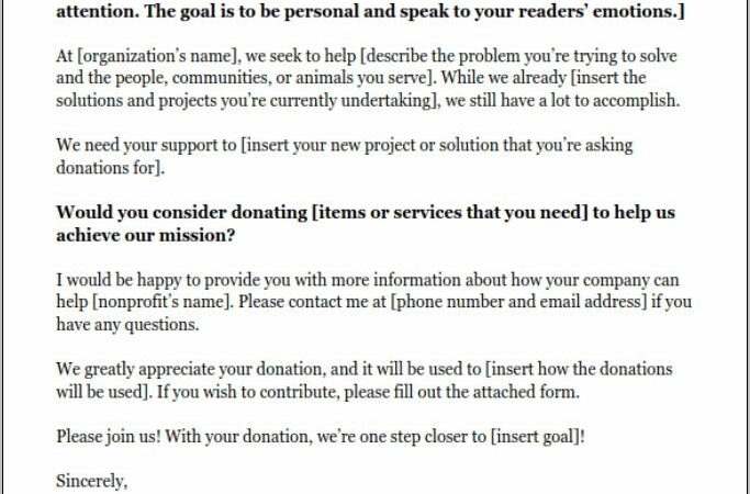 Template For In Kind Donation Letters