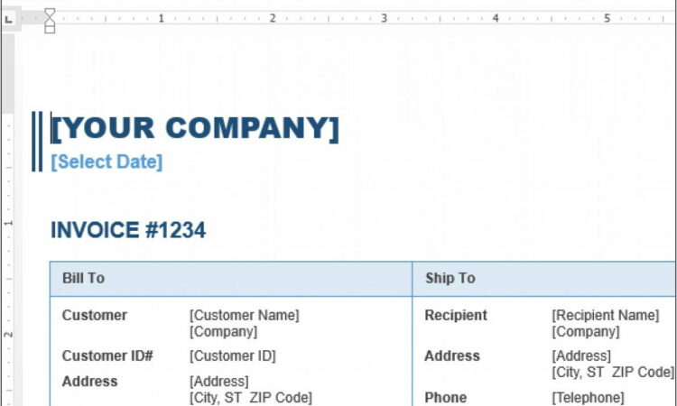 Template For Invoices Microsoft Word