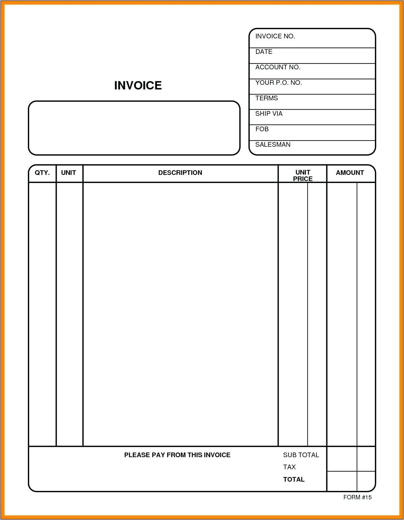 Template For Invoices Uk