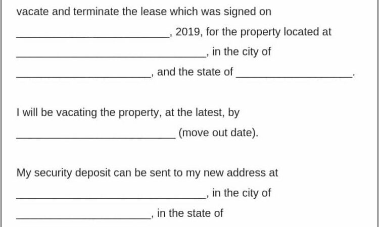 Template For Notice To Vacate From Landlord