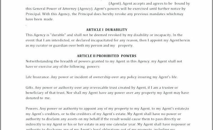 Template For Power Of Attorney Form