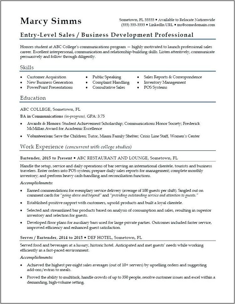 Template For Professional Resume