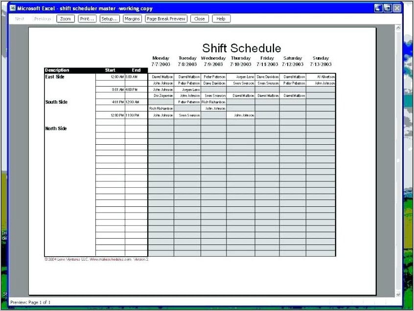 Template For Scheduling Employees Free