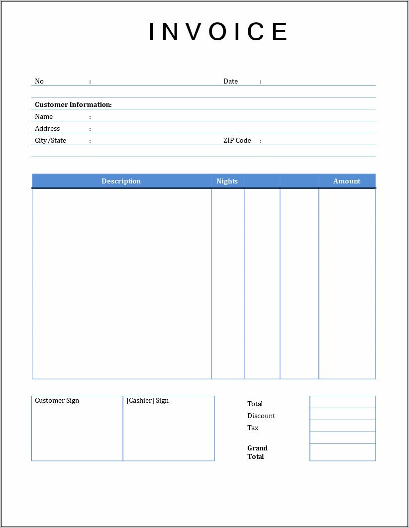 Template Invoice For Wordpad