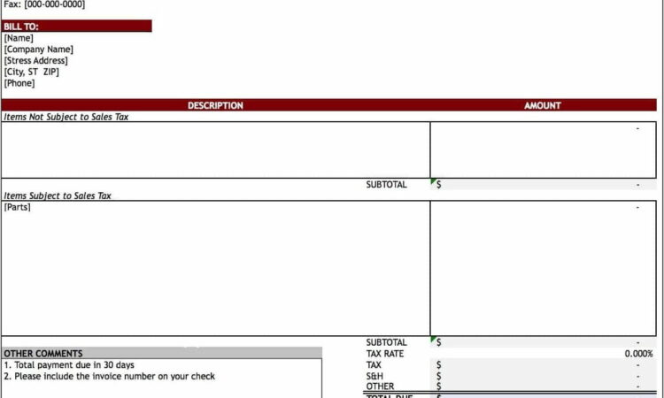 Template Invoice Professional Services