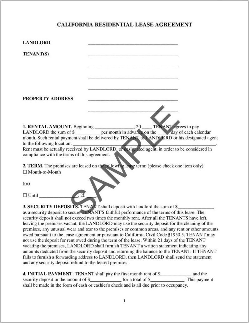 Template Lease Agreement Ontario