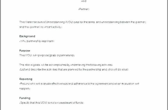 Template Memorandum Of Understanding Uk