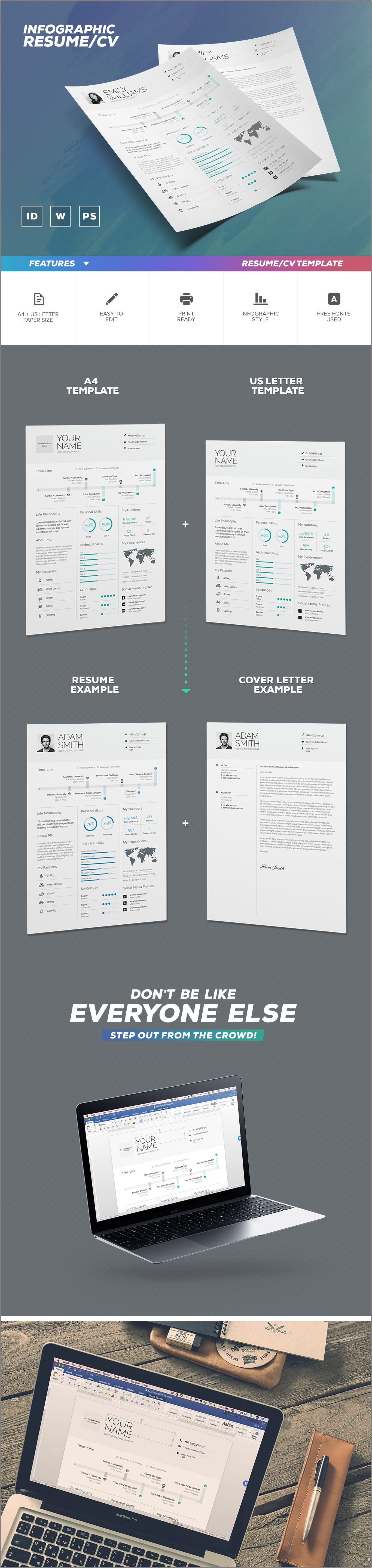 Template Resume Cv Infographic Free Download