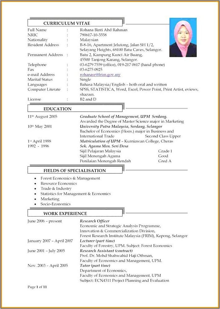 Template Resume Free Download Malaysia