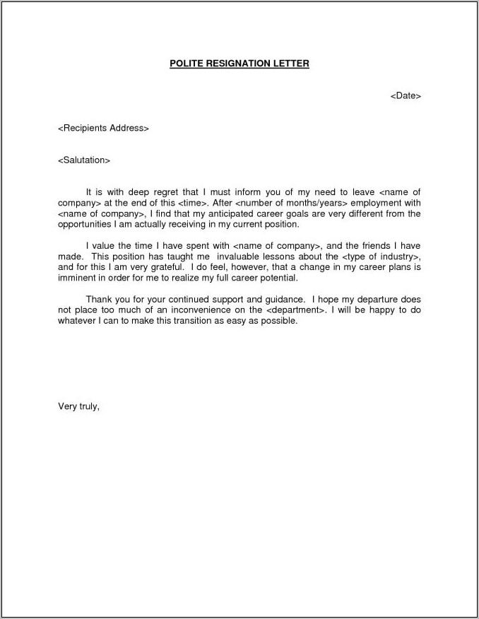 Template Teacher Resignation Letter Uk