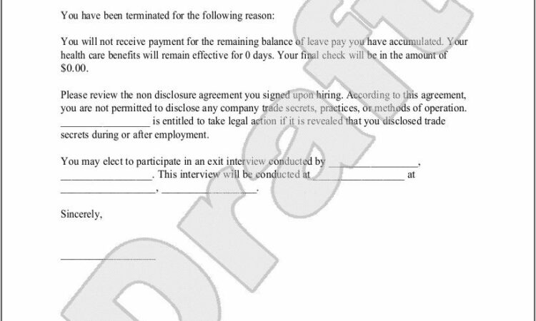 Template Termination Of Employment Letter