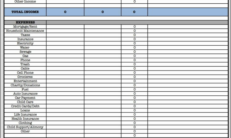 Templates For Monthly Expenses