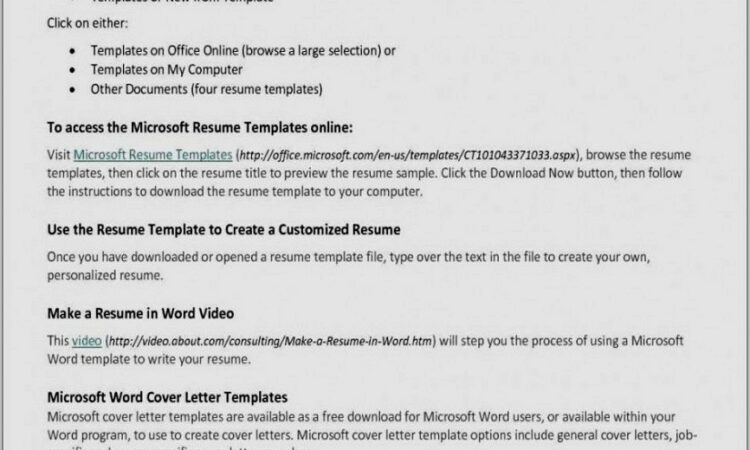 Templates For Resumes Microsoft Word