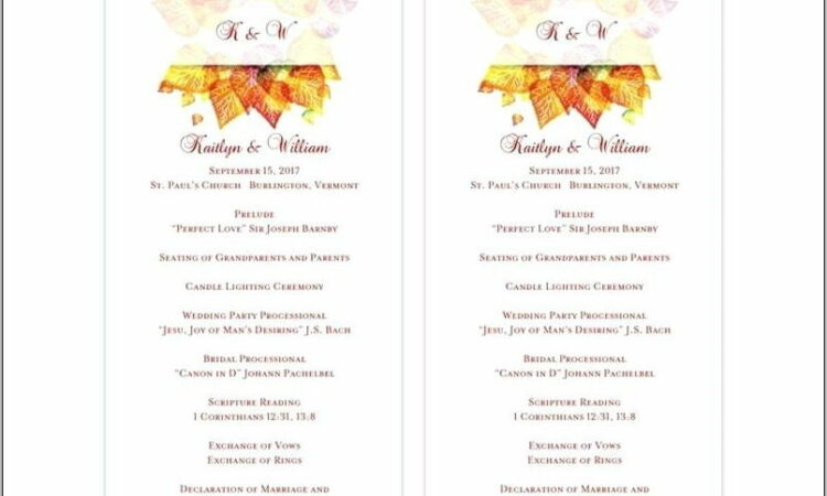 Templates For Wedding Church Programs