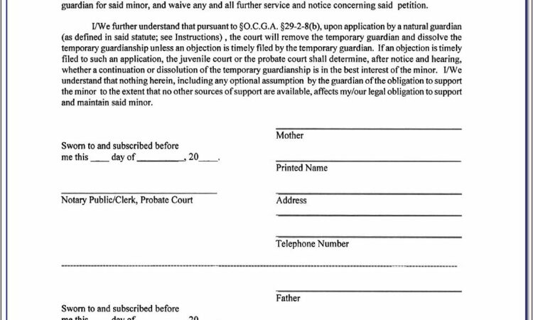 Temporary Guardianship Agreement Form Illinois