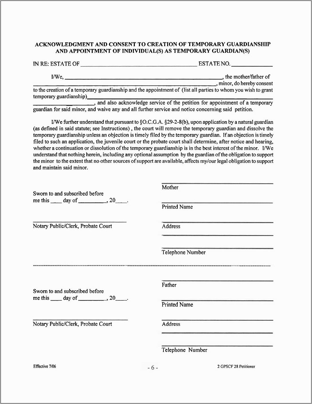 Temporary Guardianship Letter Template Canada