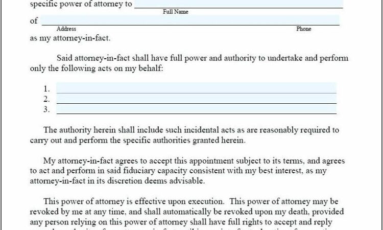 Temporary Medical Power Of Attorney Template