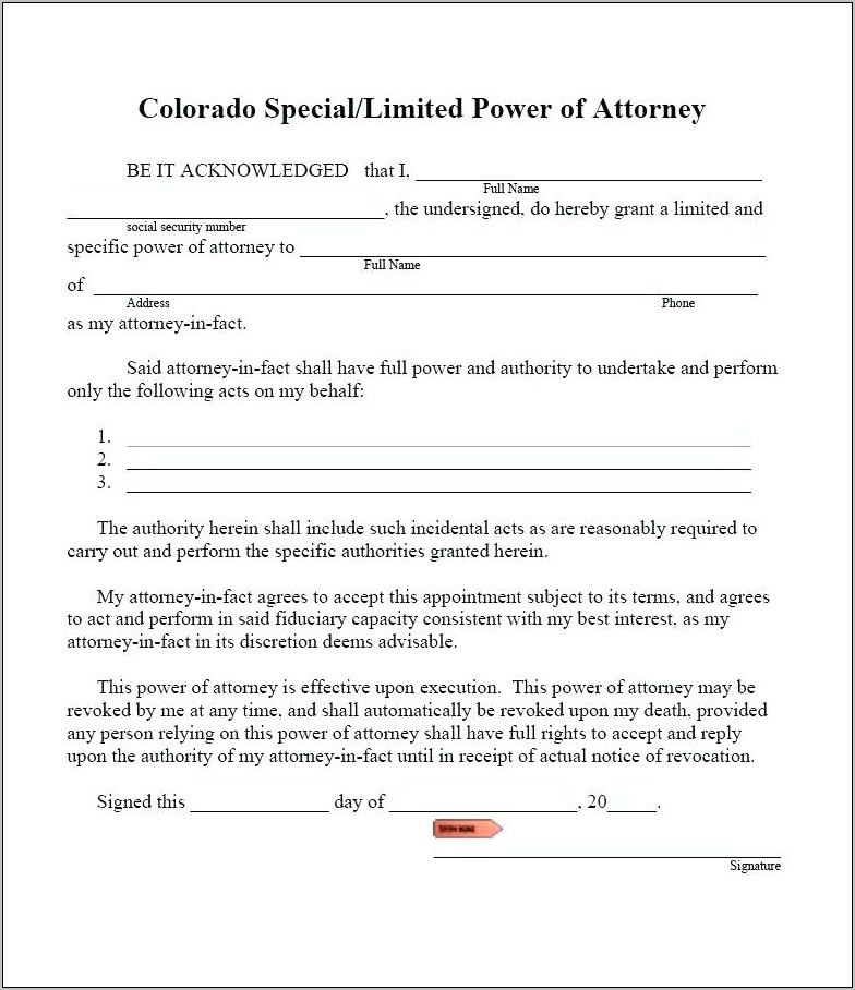 Temporary Power Of Attorney Form For Child
