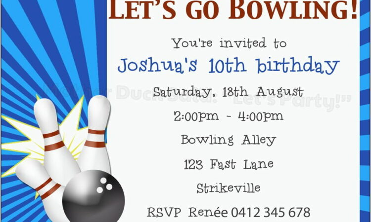 Ten Pin Bowling Birthday Invitation Templates